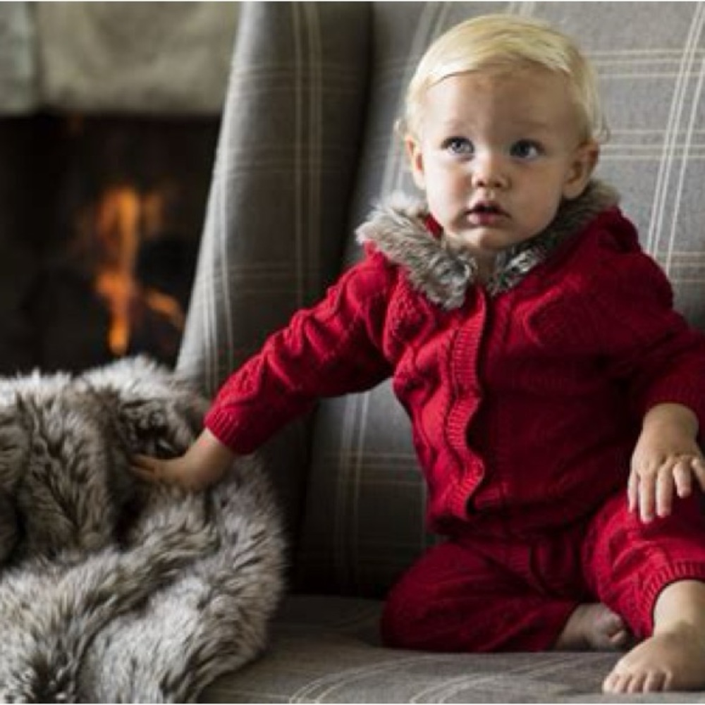 Hope & Henry Hooded Red one piece 6-12M - perfect for Christmas!